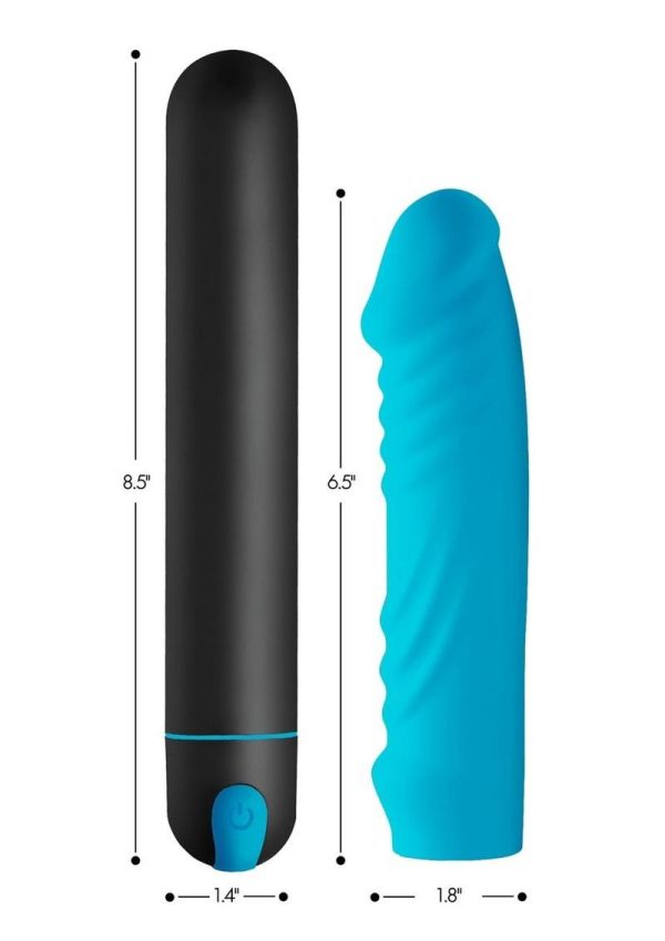 Bang! XL Bullet and Ribbed Silicone Sleeve Set - Blue