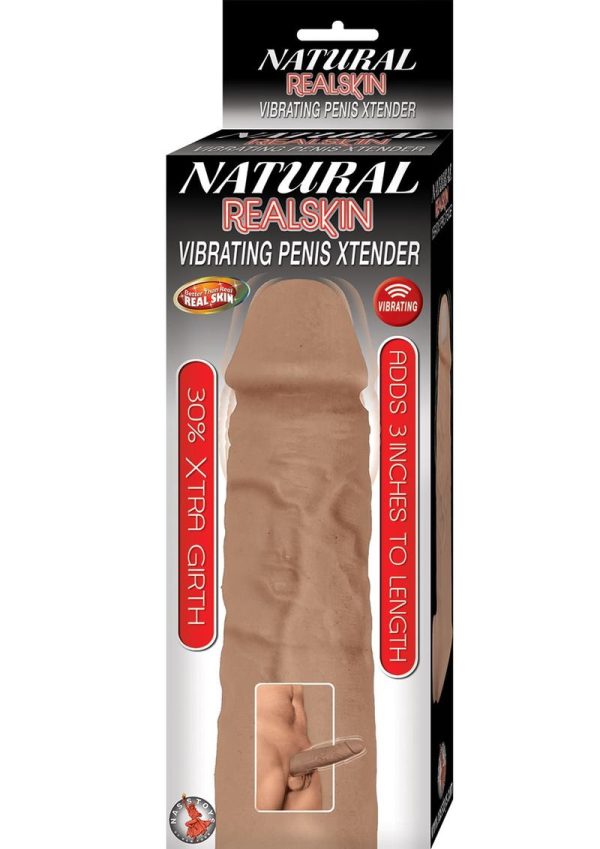 Natural Realskin Vibrating Penis Xtender - Chocolate