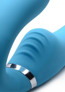 Strap U Mighty Rider 10x Silicone Rechargeable Strapless Strap-On with Remote Control - Blue