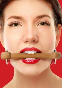 Ouch! Wooden Bridle Gag With Leather Straps - Red