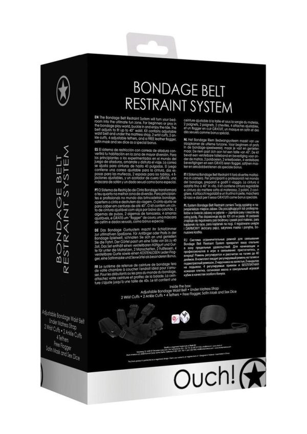 Ouch! Kits Bondage Belt Restraint System 8pc - Black