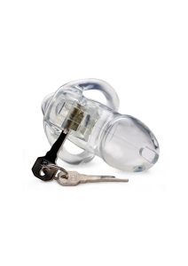Master Series Clear Captor Chastity Cage with Keys - Small - Clear