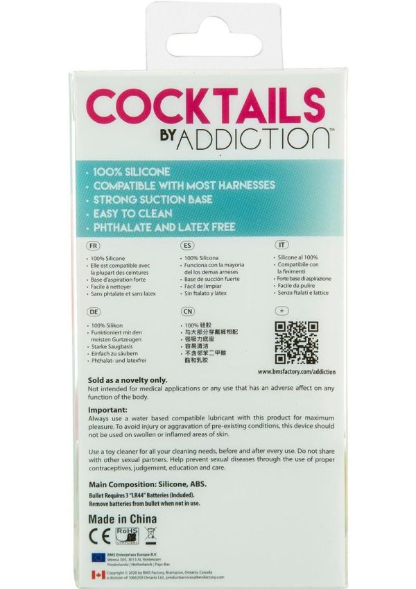 Addiction Cocktails Vibrating Silicone Dildo 5.5in - Peach Bellini