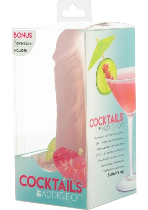 Addiction Cocktails Vibrating Silicone Dildo 5.5in - Peach Bellini