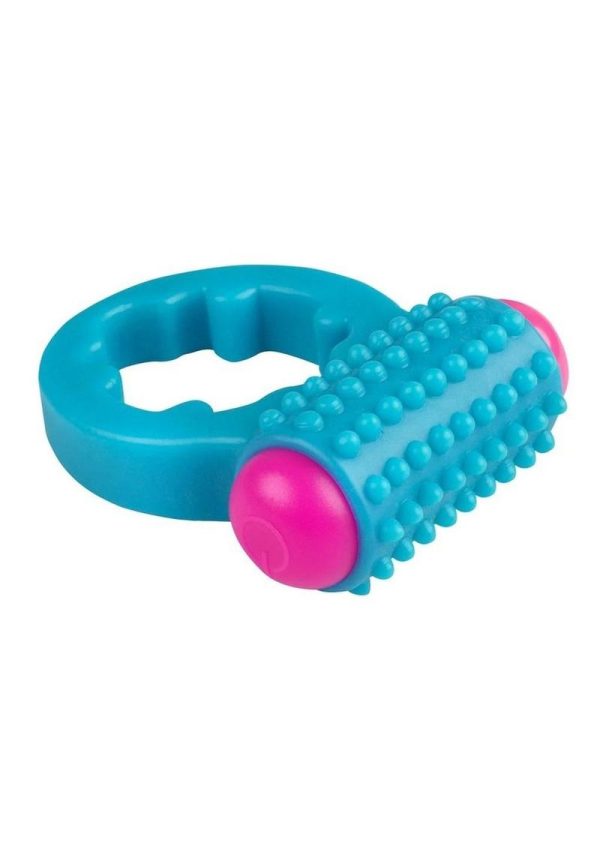 Rock Candy Sugar Buzz Vibrating Cock Ring - Blue