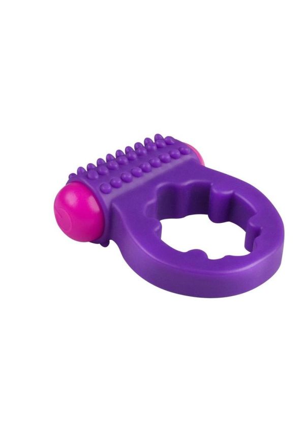 Rock Candy Sugar Buzz Vibrating Cock Ring - Purple