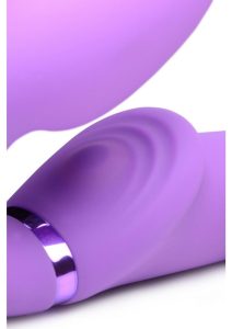 Strap U Ergo-Fit G-Pulse Silicone Rechargeable 10X Dual Dildo Strapless Strap-On with Remote Control - Purple