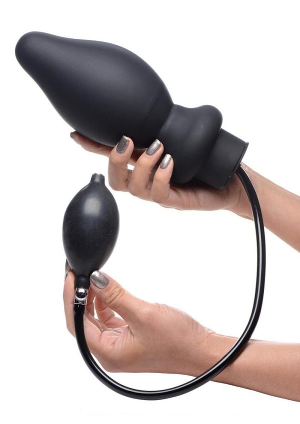Master Series Ass-Pand Inflatable Silicone Anal Plug - Large - Black