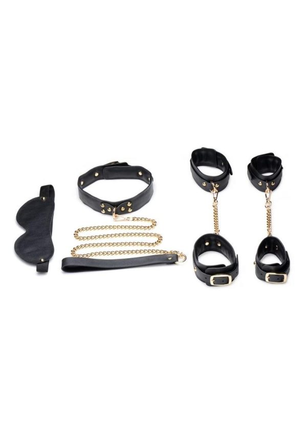 Master Series Golden Submission Bondage Set (4 Piece Kit) - Black/Gold