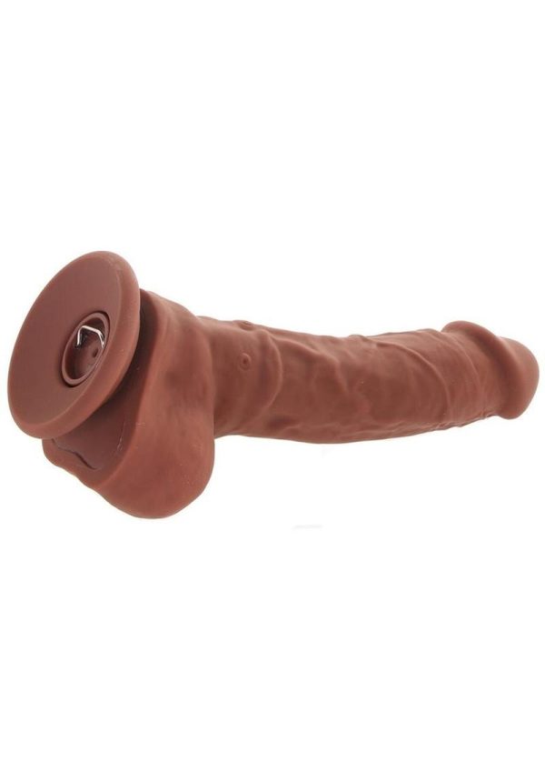 Big Shot Rechargeable Silicone Vibrating Squirting Dong with Balls 8in - Chocolate