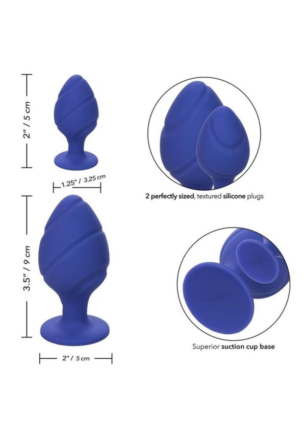 Cheeky Silicone Textured Anal Plugs Large/Small (Set of 2) - Purple