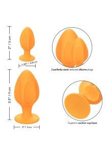 Cheeky Silicone Textured Anal Plugs Large/Small (Set of 2) - Orange