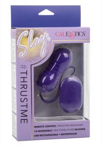 Slay #Thrustme Silicone Rechargeable Thrusting Rotating Egg Vibrator with Remote Control - Purple