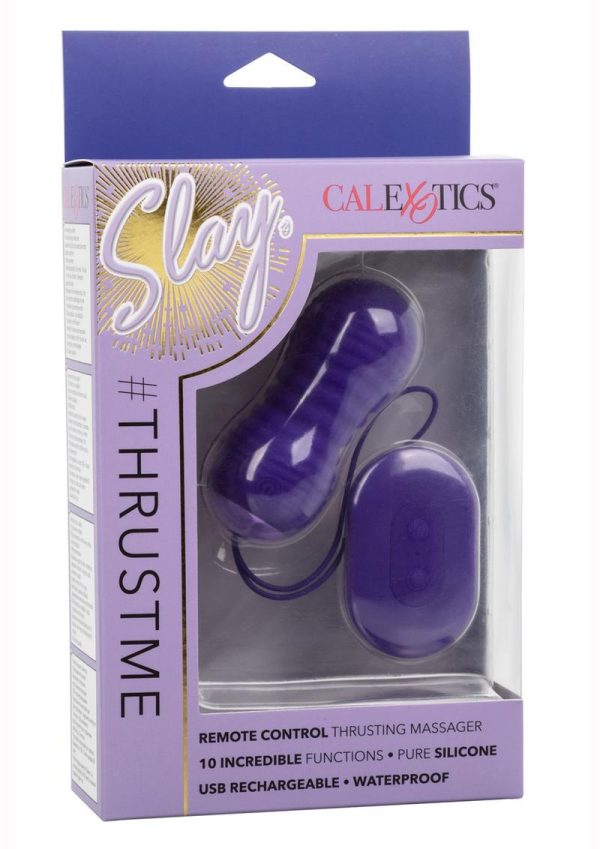 Slay #Thrustme Silicone Rechargeable Thrusting Rotating Egg Vibrator with Remote Control - Purple