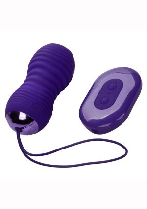 Slay #Thrustme Silicone Rechargeable Thrusting Rotating Egg Vibrator with Remote Control - Purple