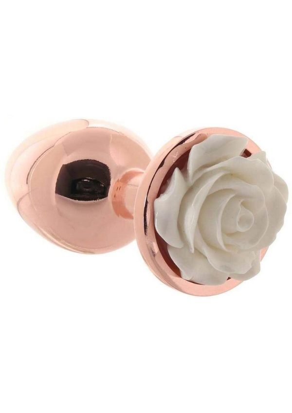 Rear Assets Rose Aluminum Anal Plug - Small - White/Rose Gold