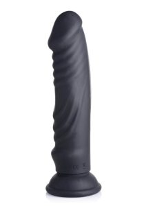 Zeus Vibrating and E-Stim Rechargeable Silicone Dildo with Remote Control 7.9in - Black