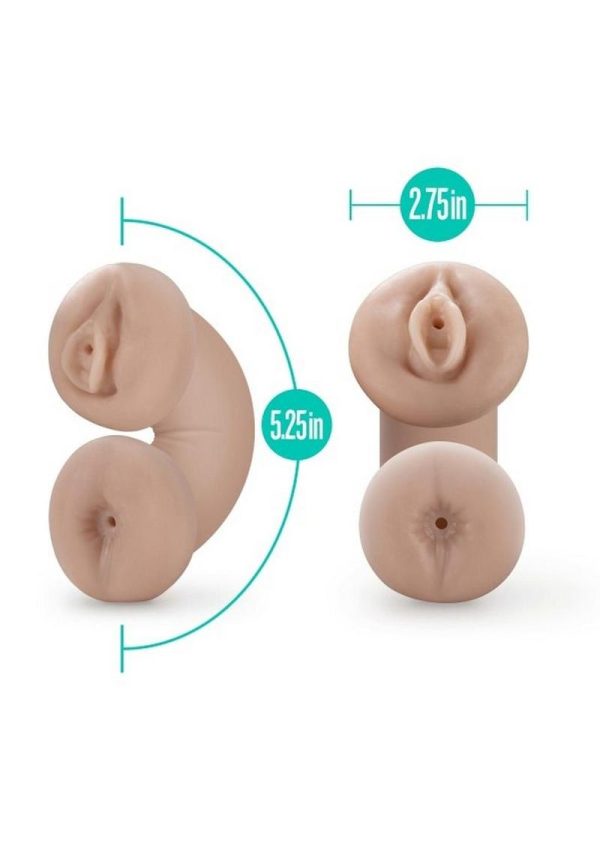 M for Men Soft and Wet Double Trouble Glow In The Dark Masturbator - Turquoise/Vanilla