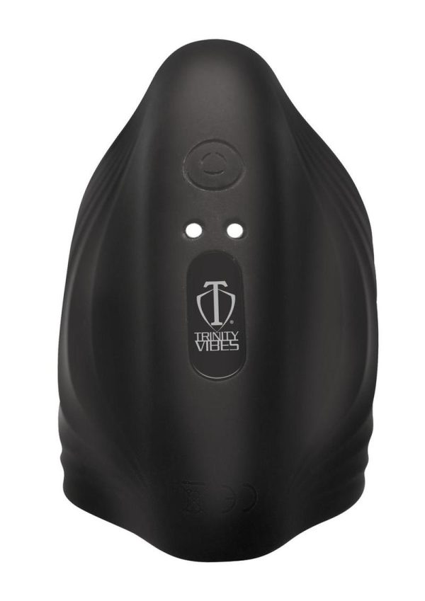 Trinity Men 10X Pleasure Stroke Penis Vibrating Silicone Sleeve - Black