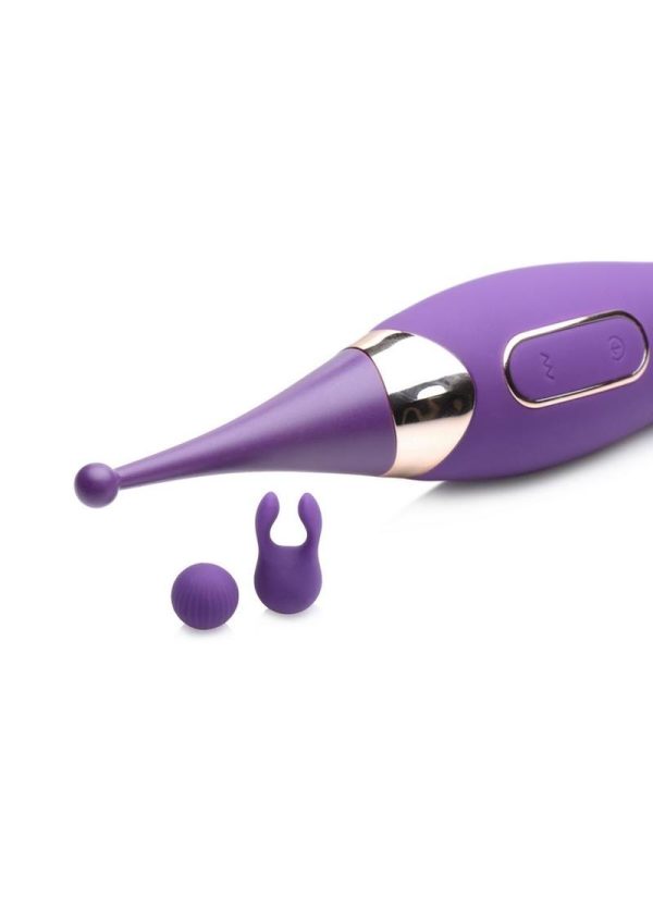 Inmi Power Zinger Pro Pulsing G-Spot Silicone Rechargeable Pinpoint Vibrator with Interchangeable Tips -Purple