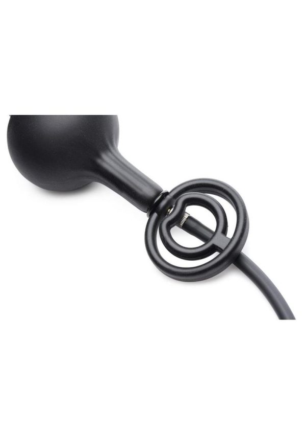 Master Series Devil`s Rattle Inflatable Silicone Plug with Cock Ring - Black