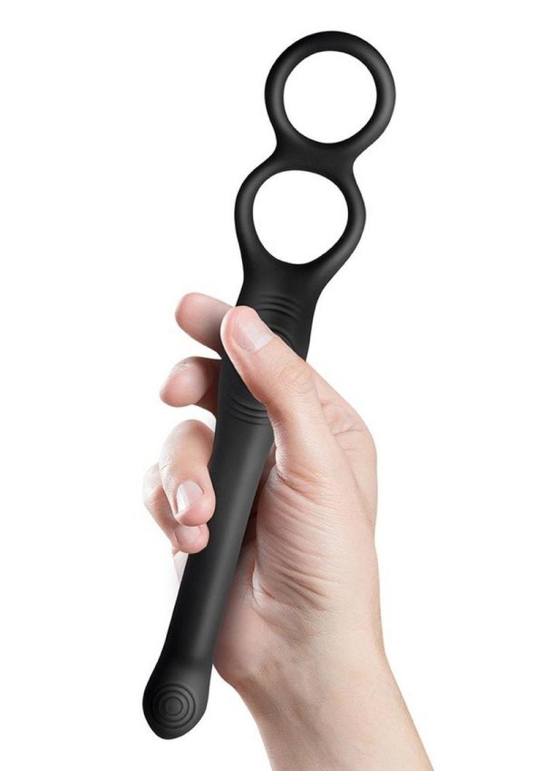 The-Vibe Silicone Rechargeable Anal Stimulator with Remote Control - Black/Silver