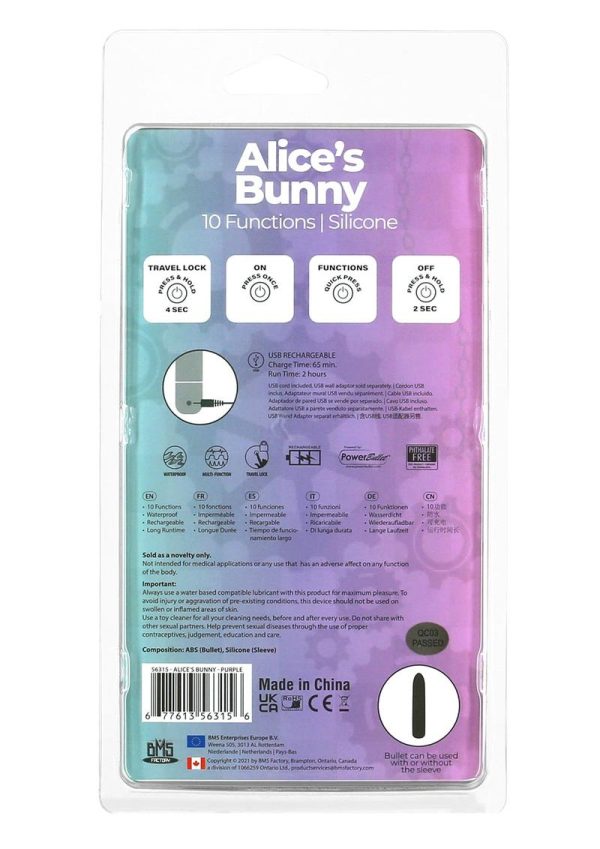 PowerBullet Alice`s Bunny Silicone Rechargeable Rabbit - Purple