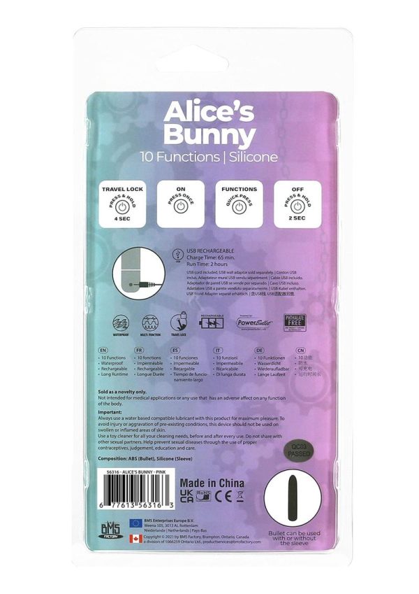 PowerBullet Alice`s Bunny Silicone Rechargeable Rabbit - Pink
