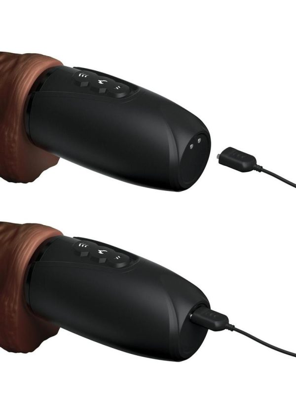 King Cock Plus Rechargeable Thrusting Dildo with Balls 7.5in - Chocolate