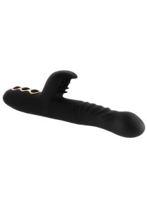 Princess Silicone Rechargeable Heat-Up Thruster Rabbit Vibrator  - Black