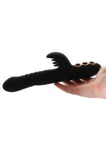 Princess Silicone Rechargeable Heat-Up Thruster Rabbit Vibrator  - Black
