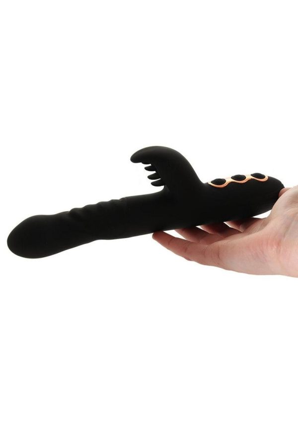 Princess Silicone Rechargeable Heat-Up Thruster Rabbit Vibrator  - Black