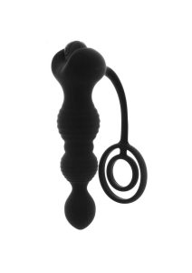 Anal-Ese Silicone Rechargeable Anal Plug and Cock Ring with Remote Control - Black