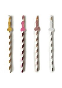Glitterati Penis Party Tall Celebration Straws (8 Pack) - Assorted Colors