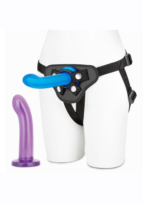 Lux Fetish Beginners Strap-on and Pegging Set 3 Piece - Blue/Purple