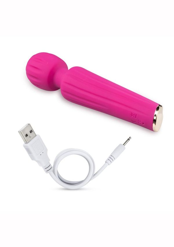 Blush Allana Velvet Rechargeable Silicone Wand Vibrator- Magenta/Rose Gold