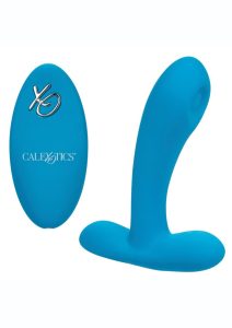 Silicone Pulsing Pleaser Rechargeable Vibrator with Remote Control - Blue