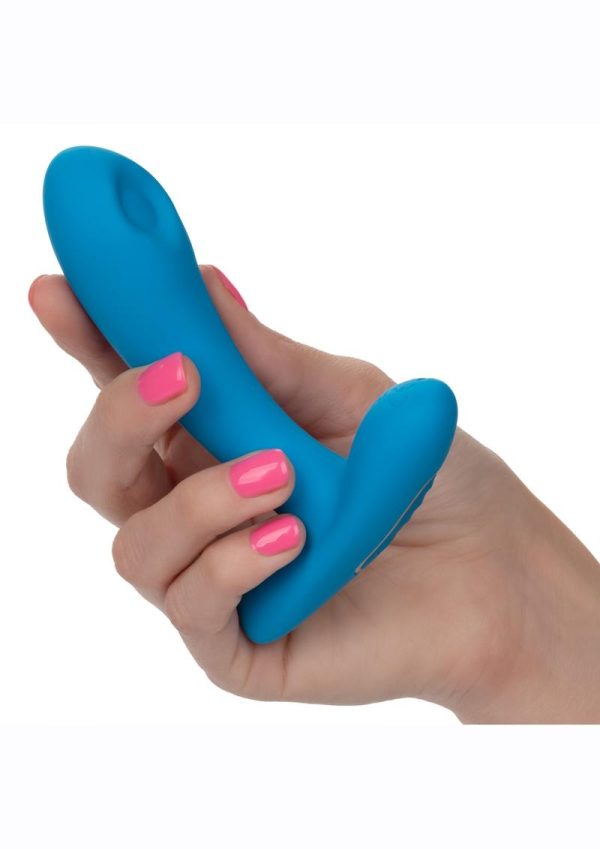 Silicone Pulsing Pleaser Rechargeable Vibrator with Remote Control - Blue