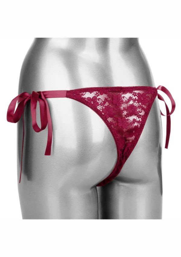 Rechargeable Lace Thong Set with Remote Control - Red