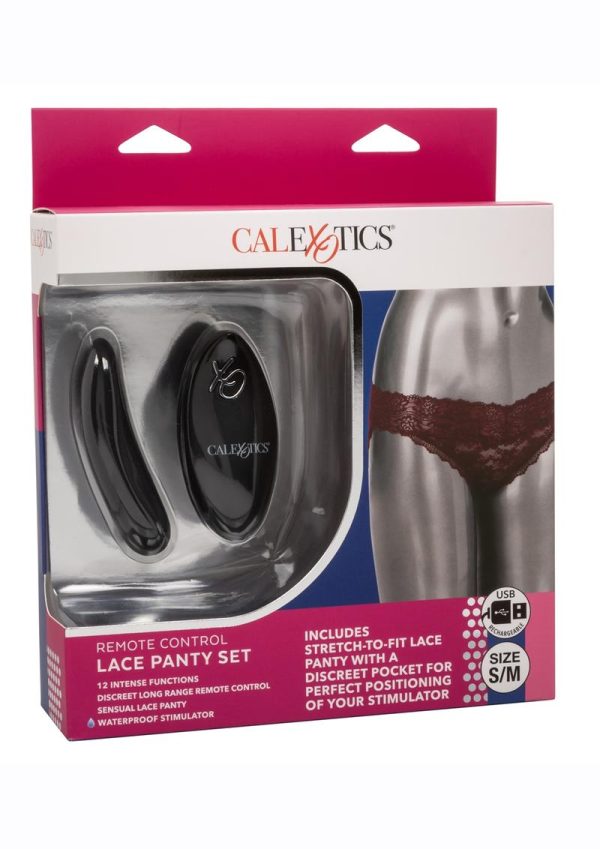 Rechargeable Lace Panty Vibe Set with Remote Control - Small/Medium - Red