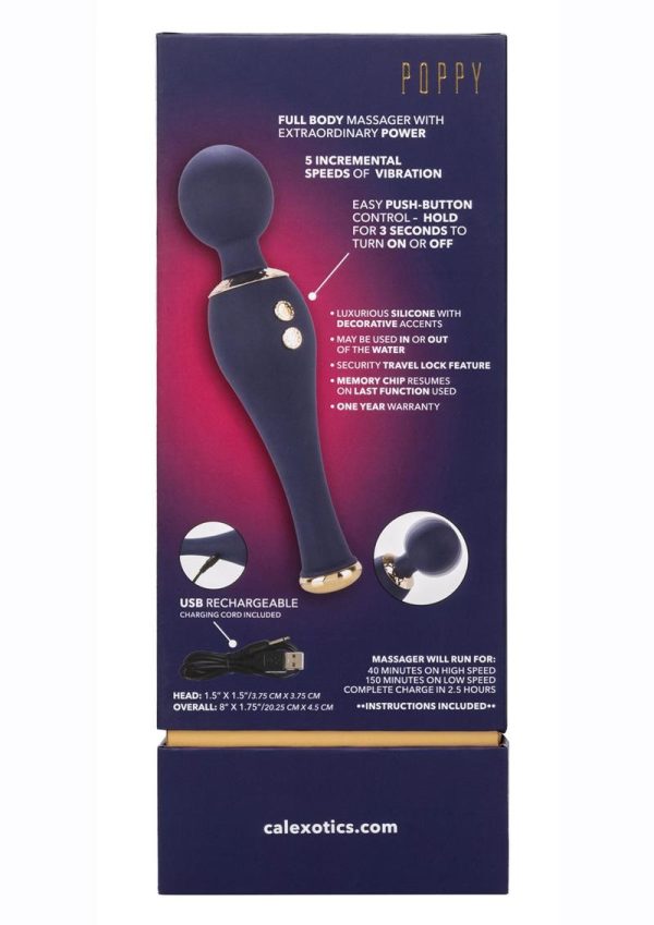Chic Poppy Rechargeable Silicone Wand Massager - Blue
