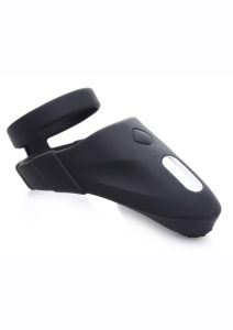 Trinity Men 10X Rechargeable Silicone Cock Ring with Vibrating Taint Stimulator - Black
