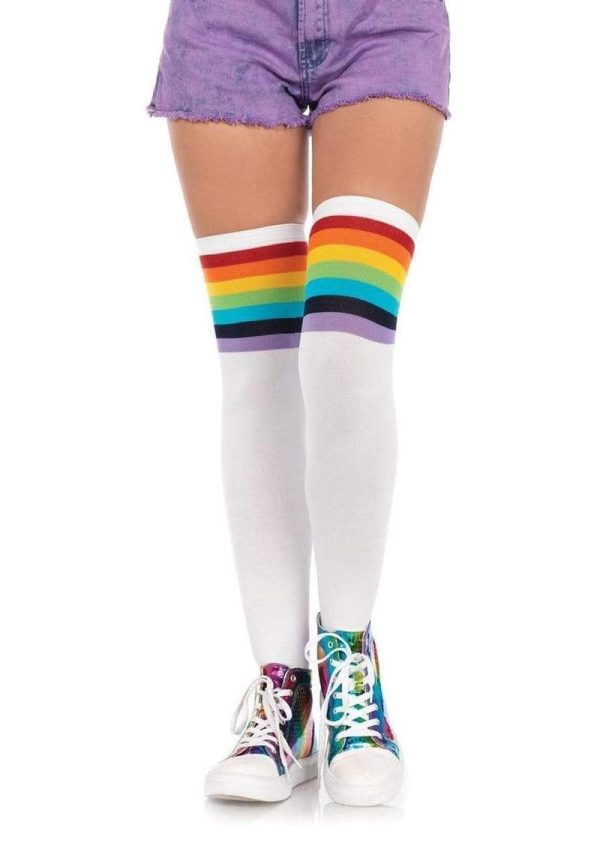 Leg Avenue Over The Rainbow Opaque Thigh High - OS - Multicolor