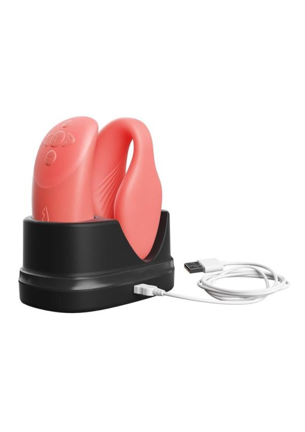 We-Vibe Chorus Rechargeable Couples Vibrator with Squeeze Remote Control - Crave Coral