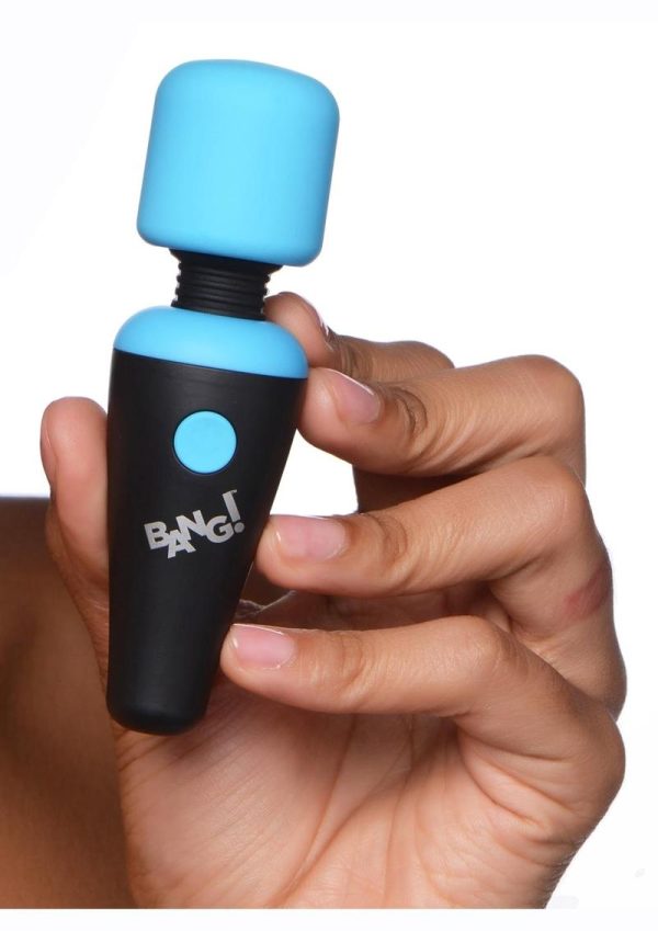 Bang! 10X Vibrating Mini Rechargeable Silicone Wand Massager - Blue