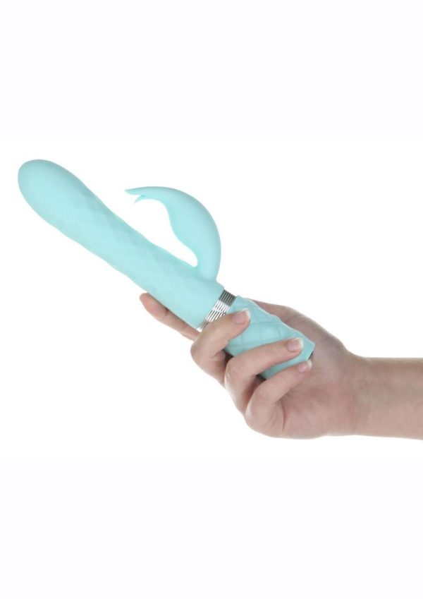 Pillow Talk Lively Silicone Rechargeable Dual Motor Massager with Swarovski Crystal - Teal