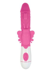 Lotus Sensual Massager #4 Silicone Rabbit Vibrator - Pink/White
