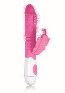Lotus Sensual Massager #4 Silicone Rabbit Vibrator - Pink/White