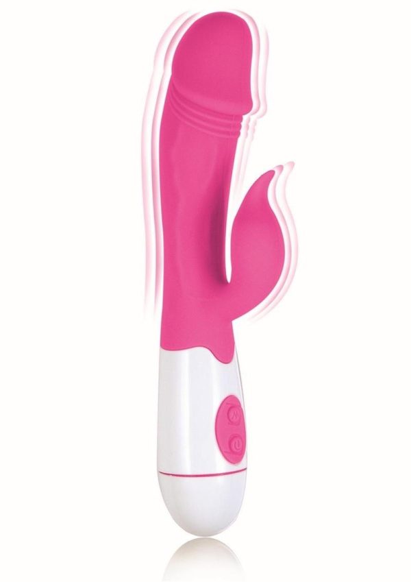 Lotus Sensual Massager #6 Silicone Rabbit Vibrator - Pink/White