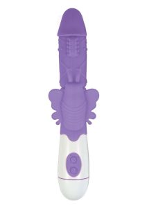 Lotus Sensual Massager #4 Silicone Rabbit Vibrator - Purple/White